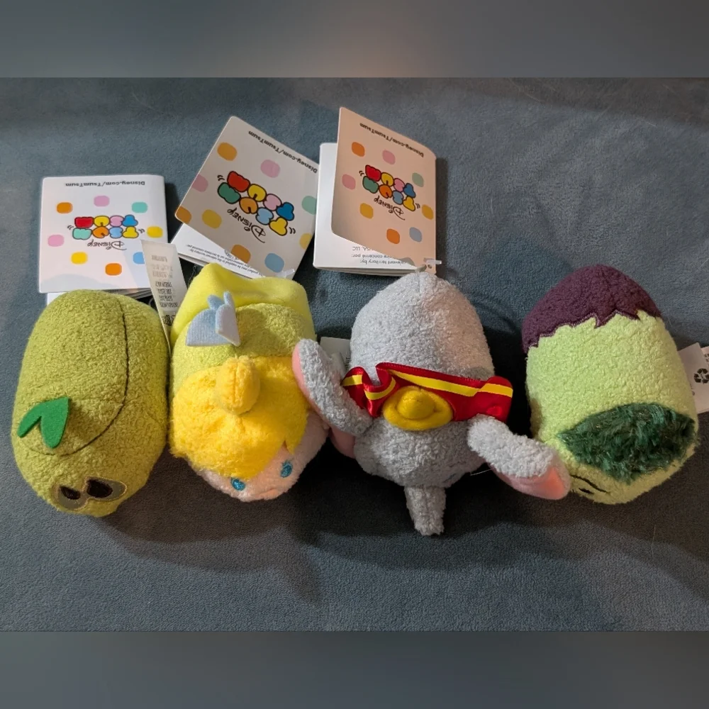 Disney Mini Tsum Tsum Lot x4: Moana Kakamora, Tinkerbell, Dumbo and Hulk